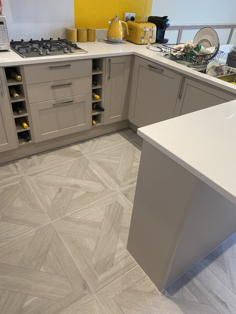 Chance Parquet Ash Grey Wood Effect 600x600mm Floor Tile TilesDecor