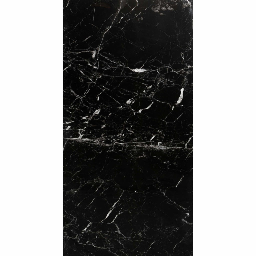 Nero Marquina Black and White Polished Marble Effect 1200x600mm Wall and Floor Tile TilesDecor