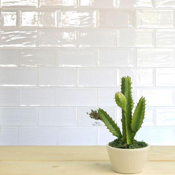 White brick store tiles kitchen