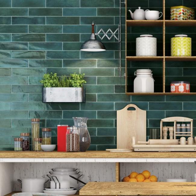 Opal Emerald Tile (7.5 x 30cm) https://www.porcelainsuperstore.co.uk/collections/rectangle-wall-tiles/products/opal-sky?variant=39435423580350