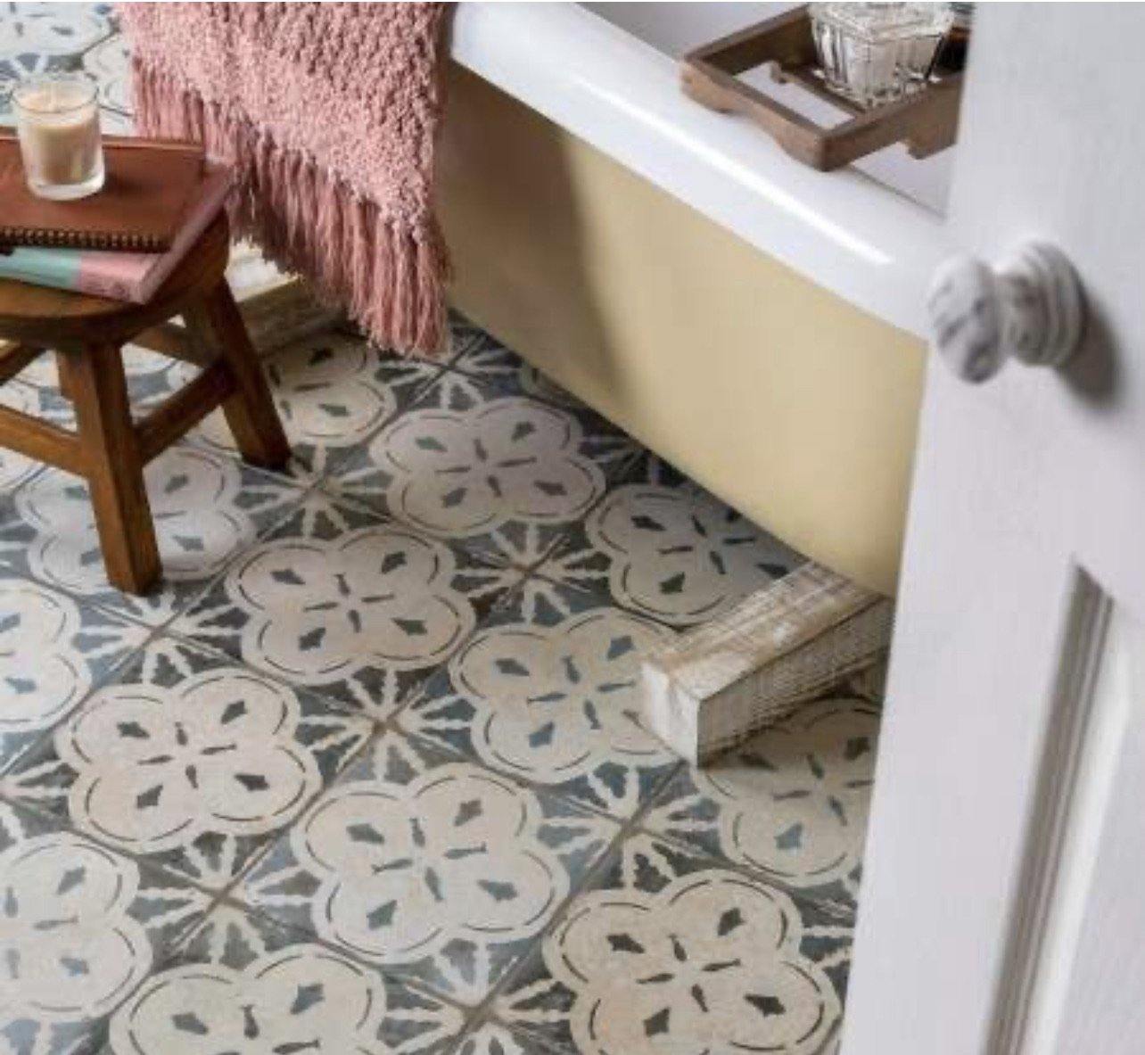 Monaco Light Blue Patterned Floor and Wall Tile (45 x 45cm) Wf 44250