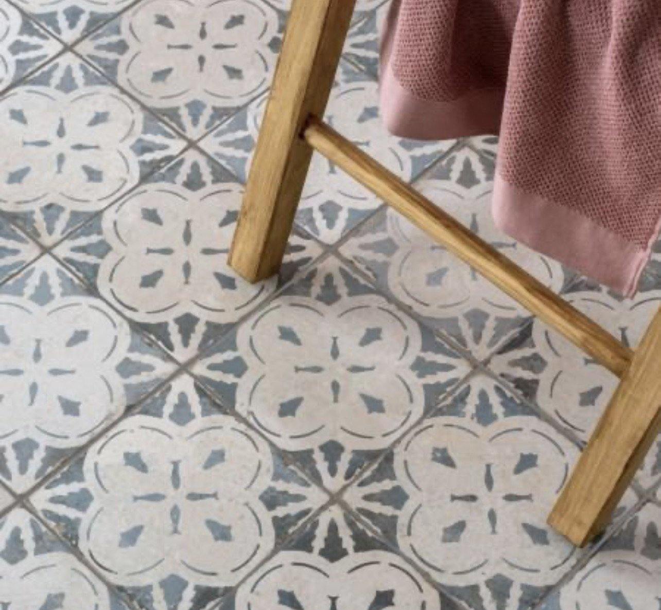 Monaco Light Blue Patterned Floor and Wall Tile (45 x 45cm) Wf 44250