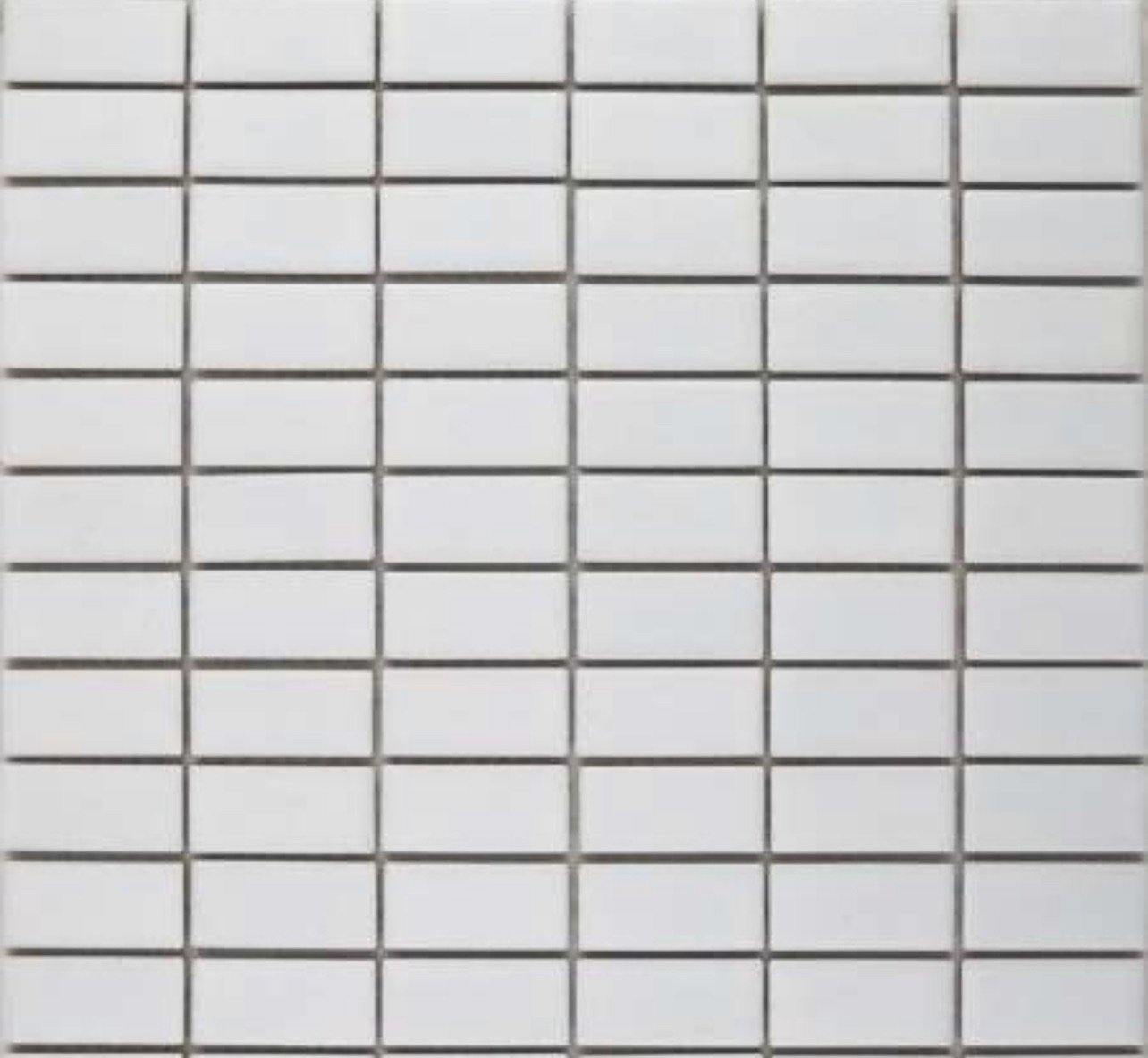 White Pixels Brick Mosaic Tile (30 x 30cm) Wf 14881