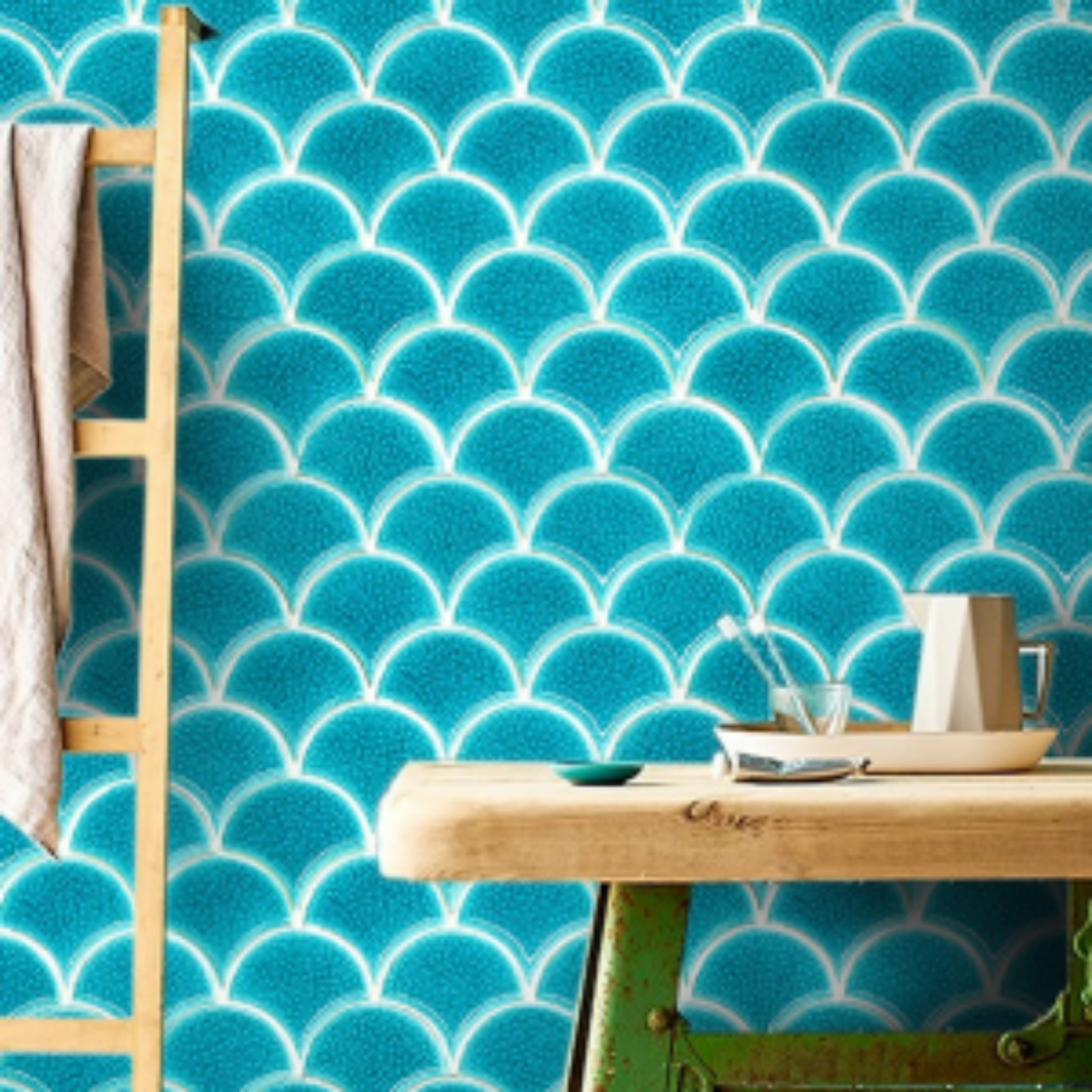 Persian Teal Drop Mosaic Tile (30.2 x 29.4cm) 6251 - ocean teal - lovemosaics.co.uk