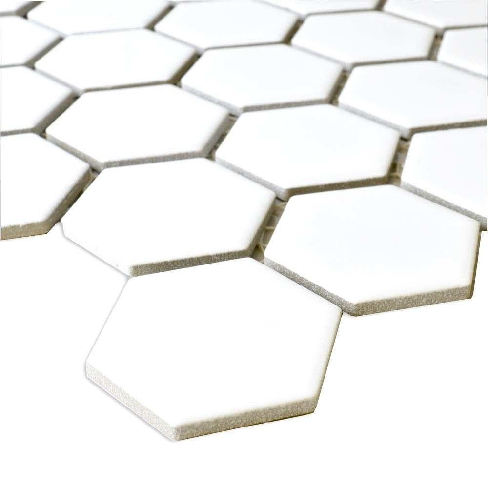 White Hexagon Porcelain Mosaic Polished Tile (32 x 28cm) LT40061