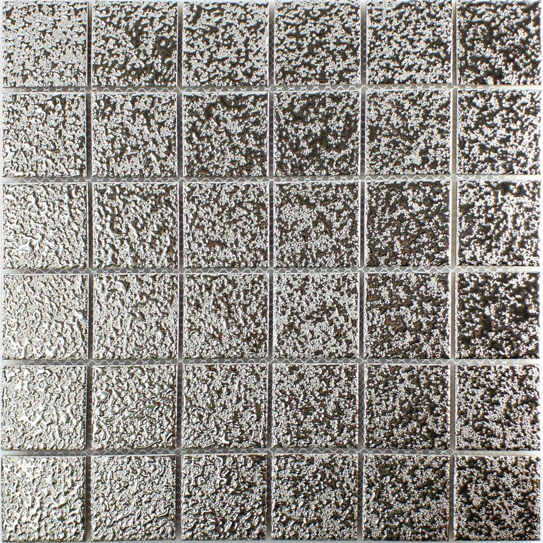 Crackle Silver Ceramic Mosaic TilesDecor