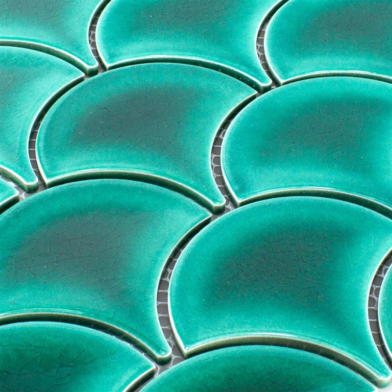 Scallop Green Mosaic Wall Tile Mosafil TM35365