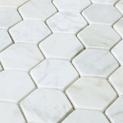 Carrara White Hexagon Marble Mosaic Tiles Mosafil TM34141 Axel MOS HXN 2000