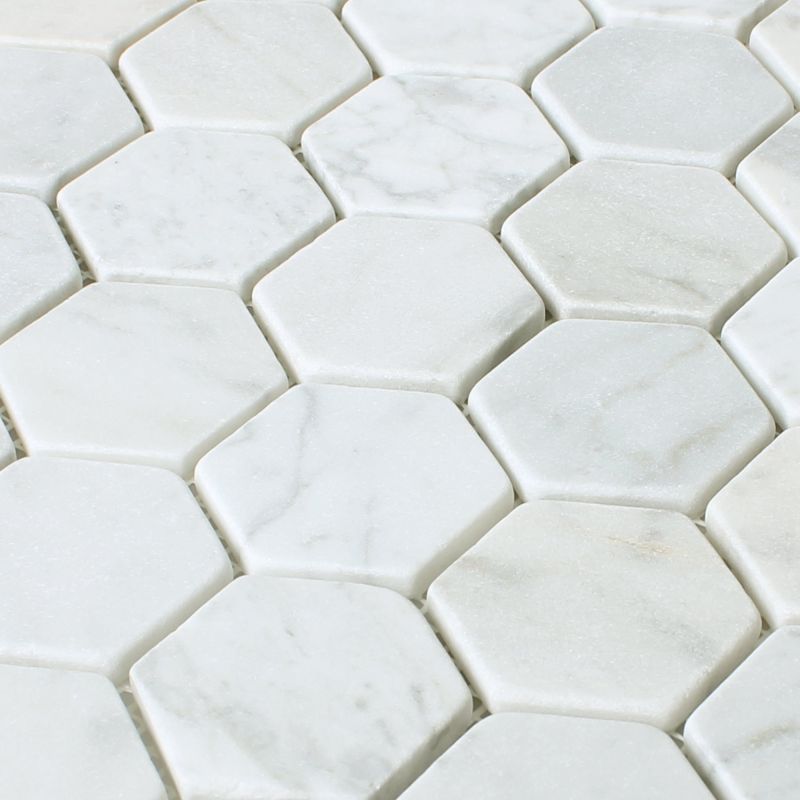 Carrara White Hexagon Marble Mosaic Tiles Mosafil TM34141 Axel MOS HXN 2000