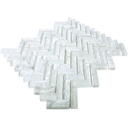 Malawi White Natural Stone Herringbone Mosaic Mosafil Axel XIC HB1511