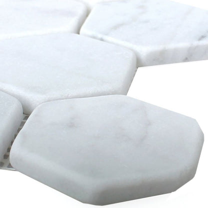 Carrara White Hexagon Marble Mosaic Tiles Mosafil TM34141 Axel MOS HXN 2000