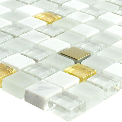 Maryot White Gold Natural Stone Mosaic Tile Mosafil TM35072 Axel XCM M640