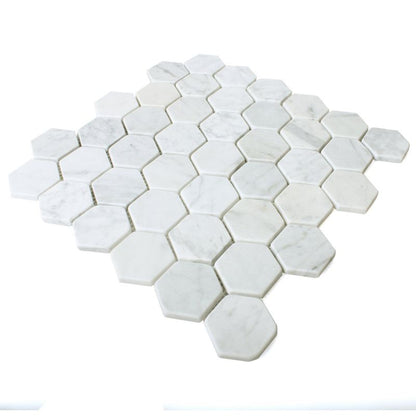 Carrara White Hexagon Marble Mosaic Tiles Mosafil TM34141 Axel MOS HXN 2000