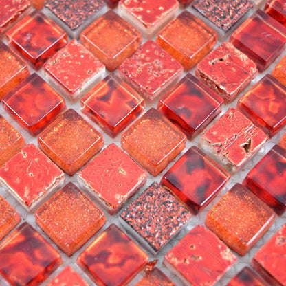 Cleopatra Red Natural Stone Glass Mosaic Mosafil TM34413 Axel XCM M720