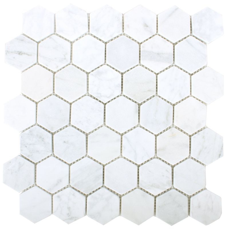 Carrara White Hexagon Marble Mosaic Tiles Mosafil TM34141 Axel MOS HXN 2000