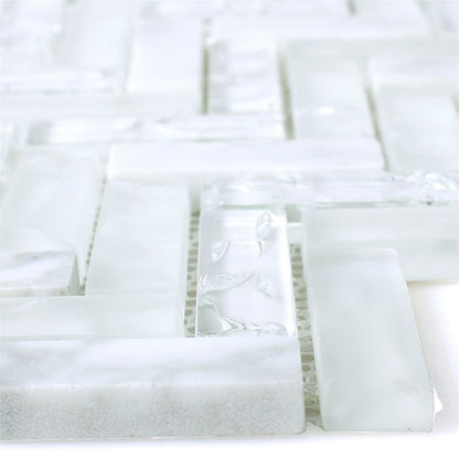 Malawi White Natural Stone Herringbone Mosaic Mosafil Axel XIC HB1511