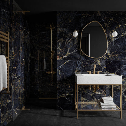 Alantic Gold Deep Blue XL 1200x600mm Marble Effect Polished Porcelain Wall and Floor Tile TilesDecor