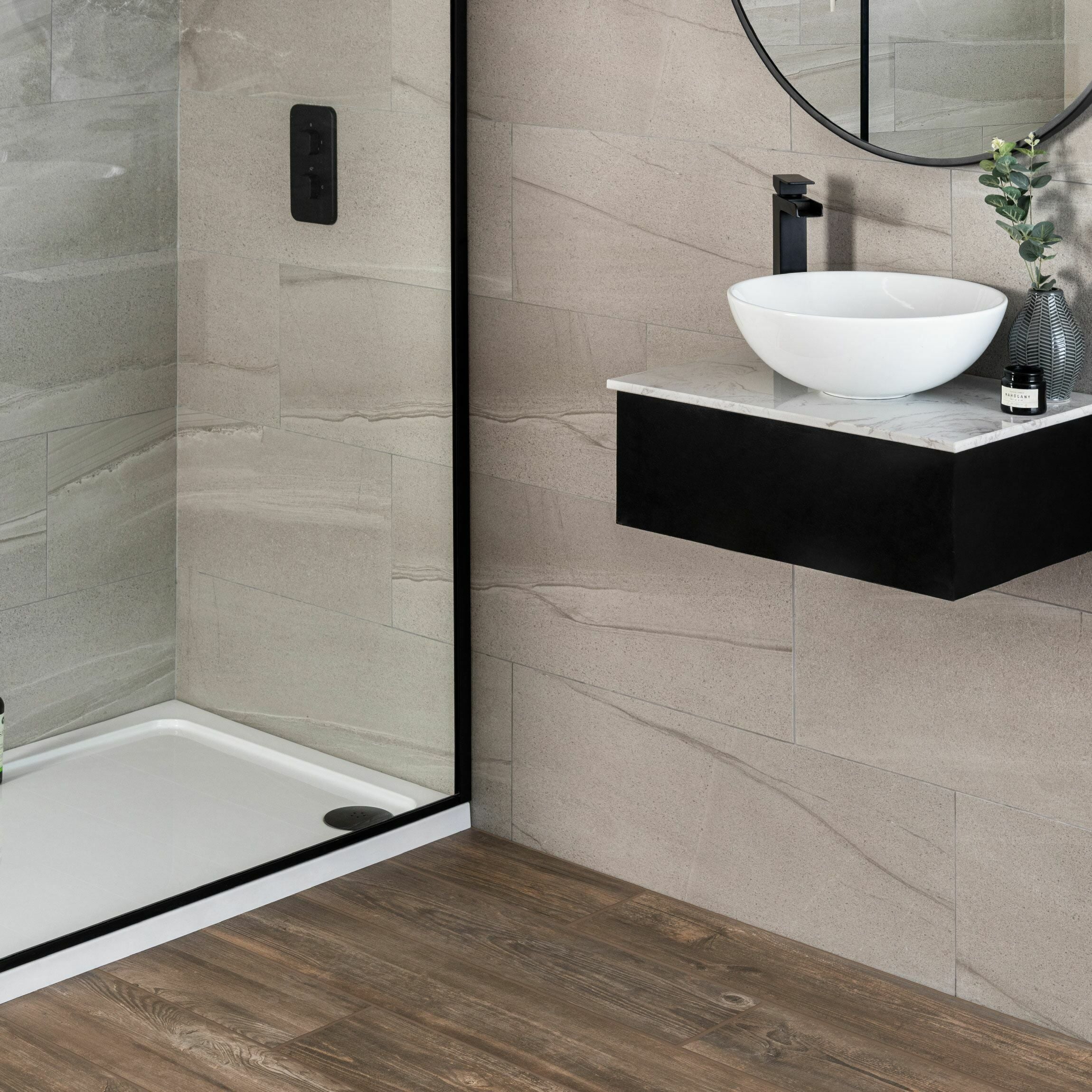 Alixa Minx Brown Stone Effect Ceramic 900x300mm Wall Tile TilesDecor