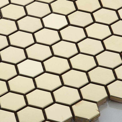 Allure Gold Hexagon Mosaic Wall Tile TilesDecor