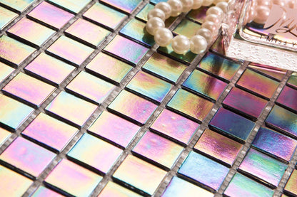 Amethyst Purple Mix Square Glass Mosaic Wall Tile TilesDecor