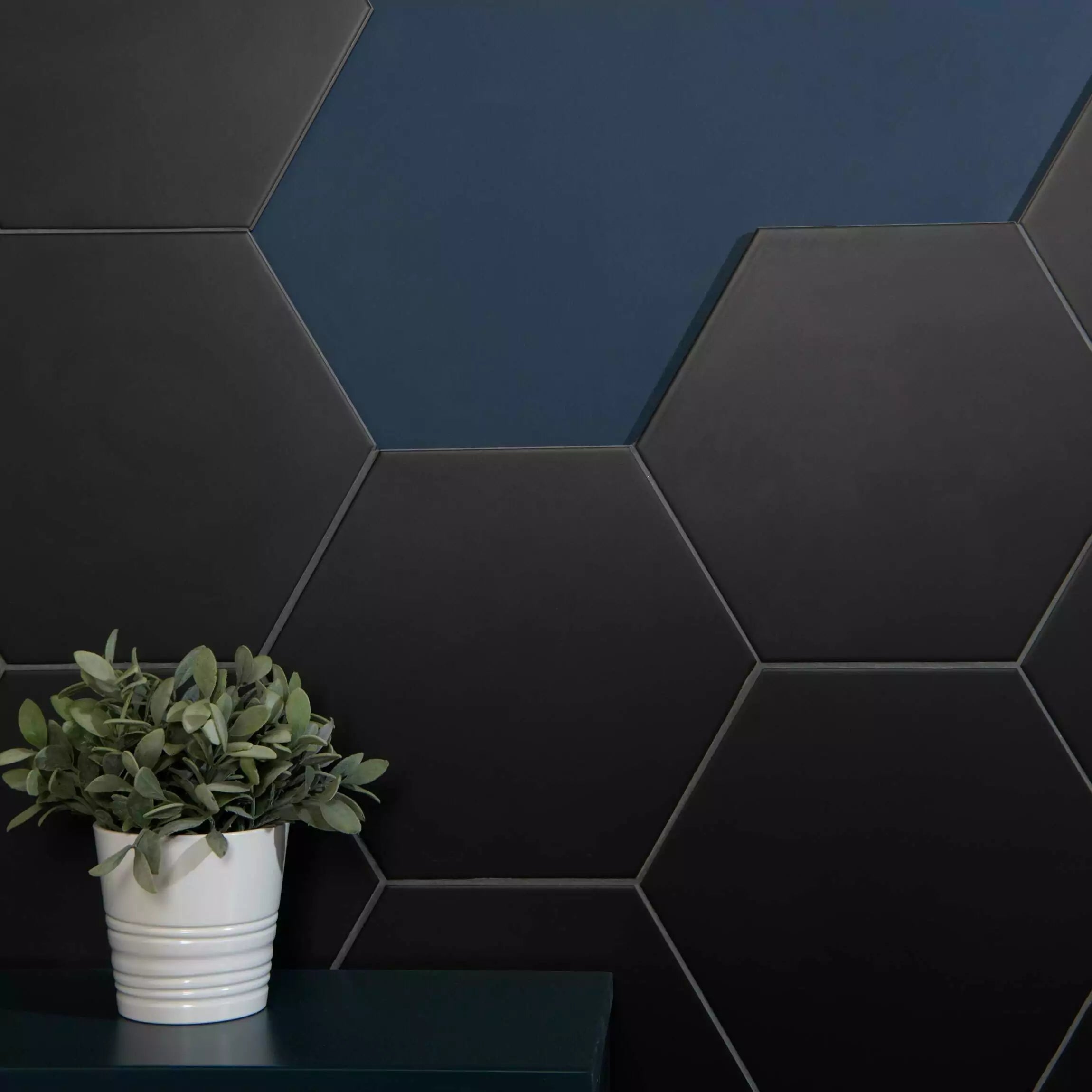 Amsterdam Hexagon Matt Black Porcelain Wall and Floor Tile TilesDecor