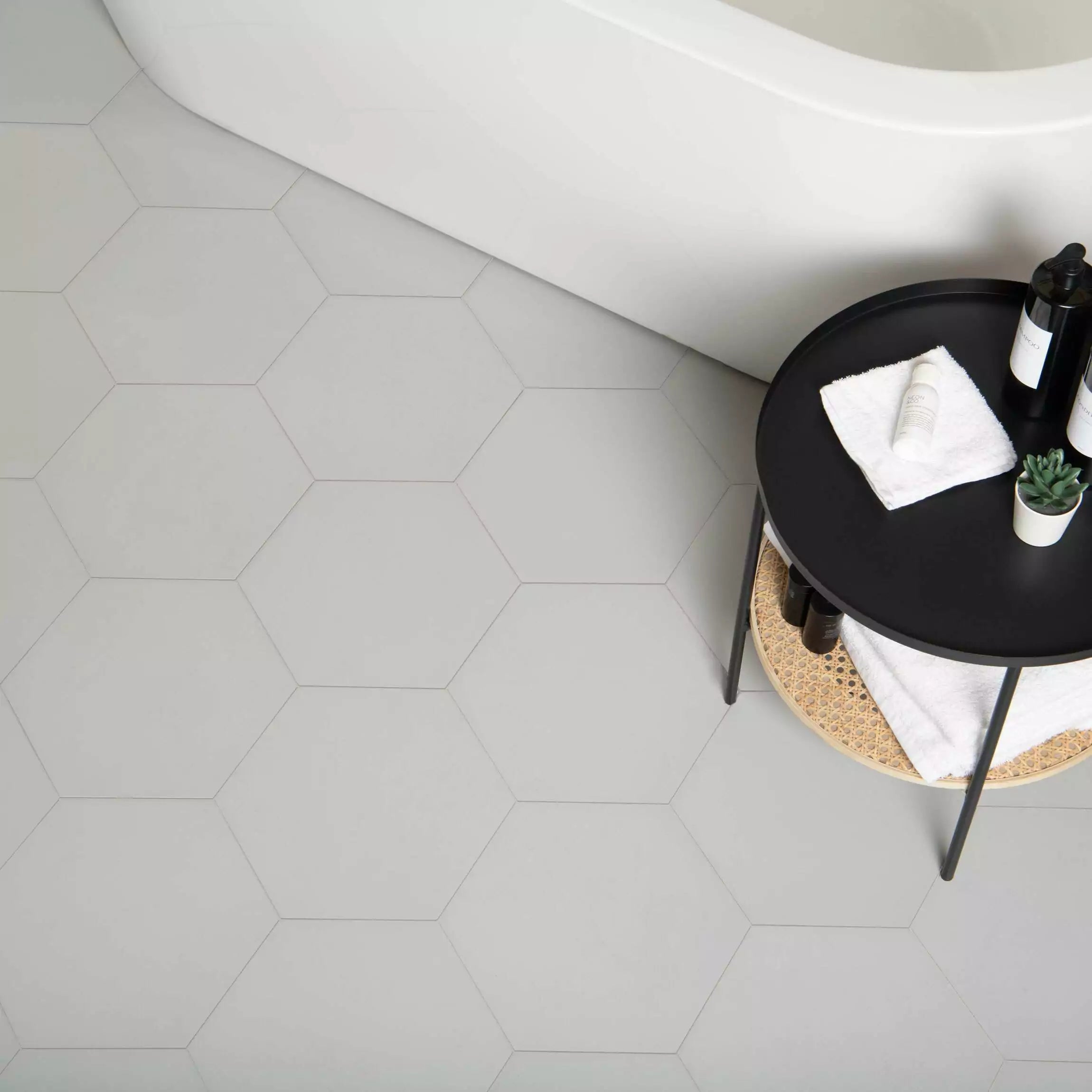 Amsterdam Hexagon Matt Grey Porcelain Wall and Floor Tile TilesDecor