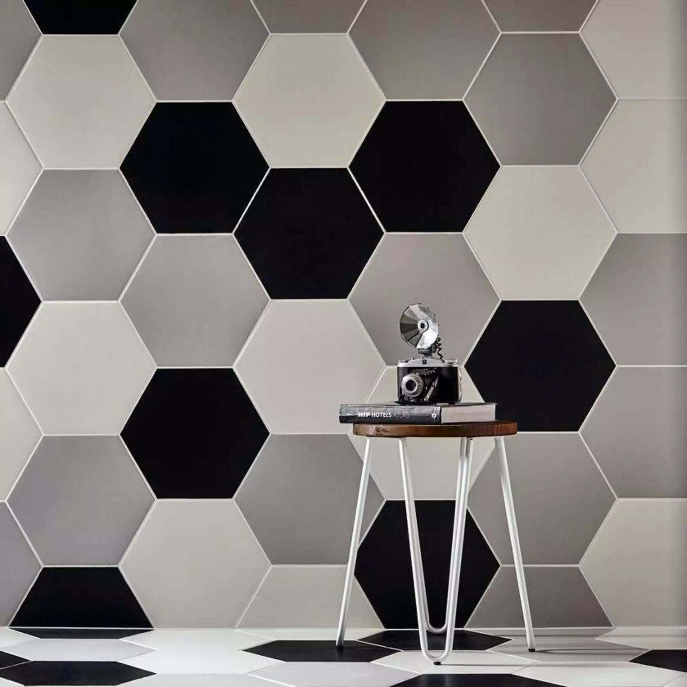 Amsterdam Hexagon Matt Grey Porcelain Wall and Floor Tile TilesDecor