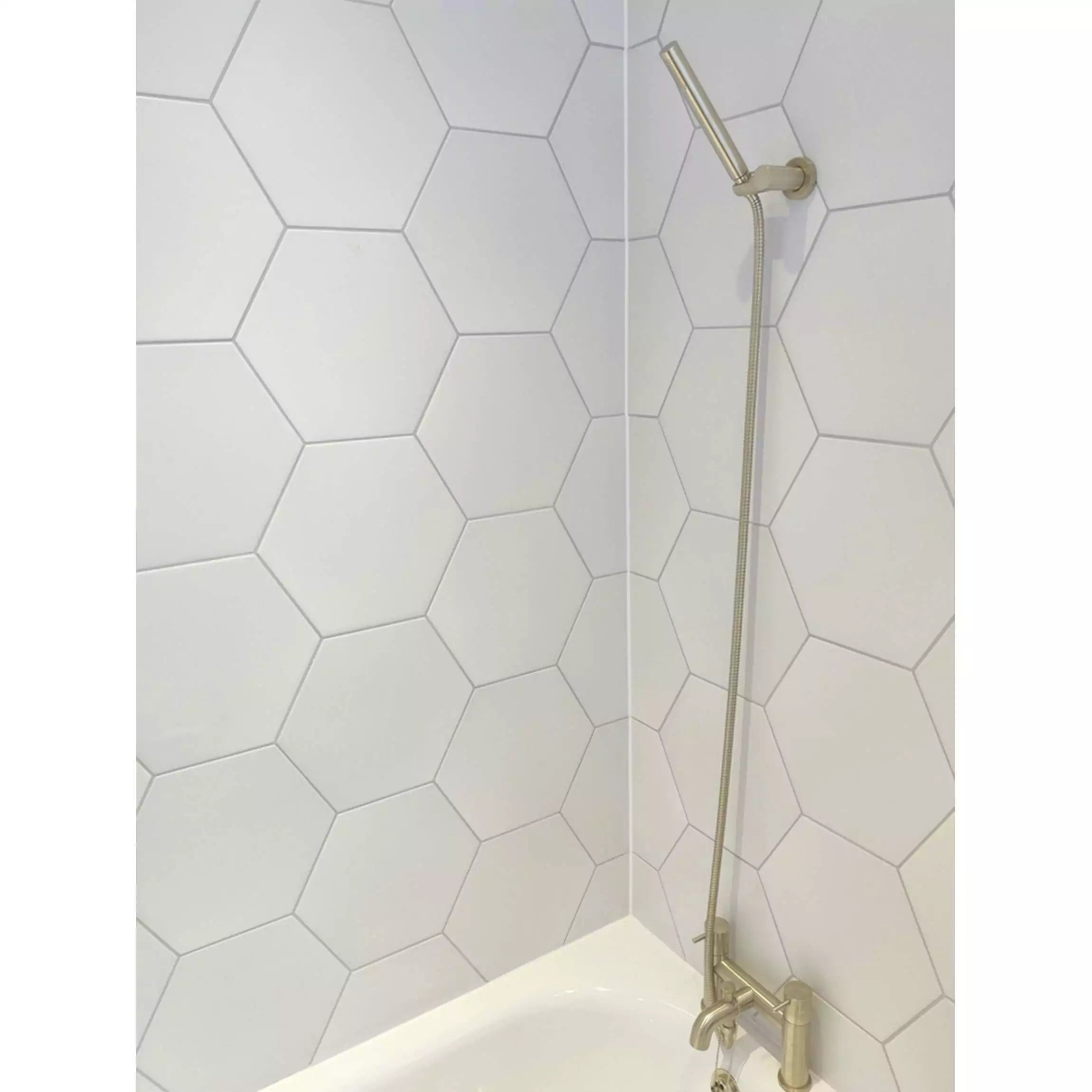 Amsterdam Hexagon Matt White Porcelain Wall and Floor Tile TilesDecor
