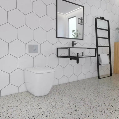 Amsterdam Hexagon Matt White Porcelain Wall and Floor Tile TilesDecor