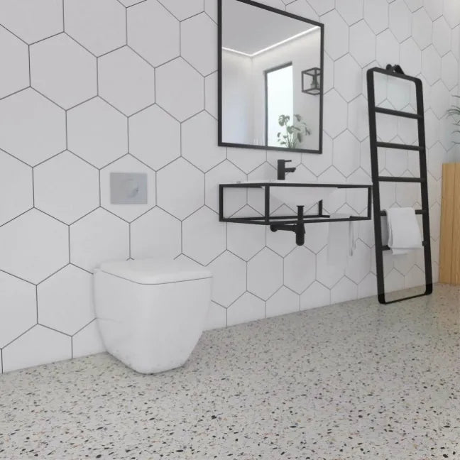 Amsterdam Hexagon Matt White Porcelain Wall and Floor Tile TilesDecor
