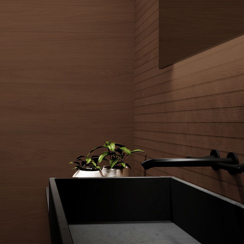 Arden XL Lined Coco Dark Brown Wood Effect 120x60cm Ceramic Wall Tile TilesDecor