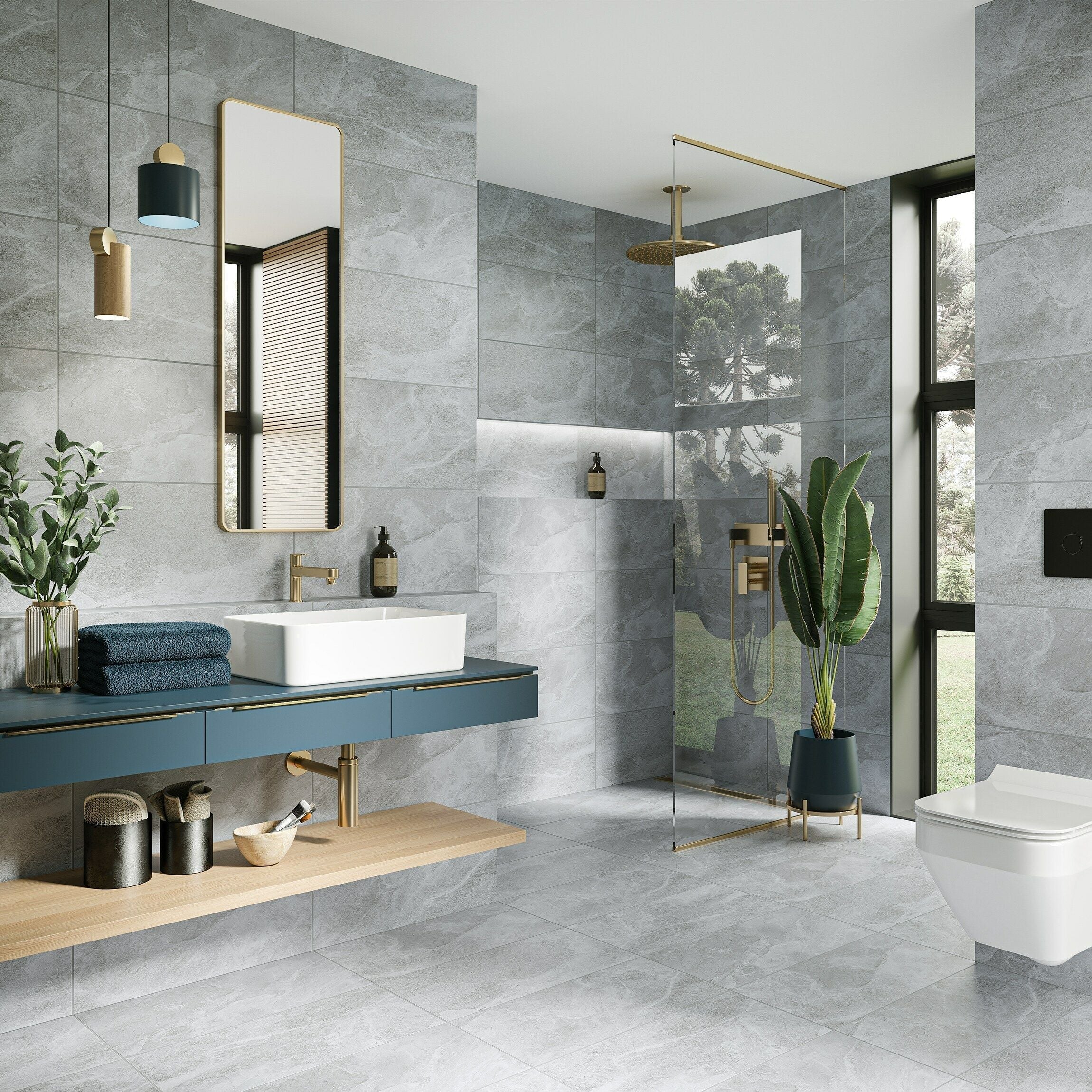 Ark Slate Cloud Grey Stone Effect 30x60cm Porcelain Wall and Floor Tile TilesDecor