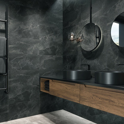 Ark Slate Deep Gris Grey Stone Effect 30x60cm Porcelain Wall and Floor Tile TilesDecor