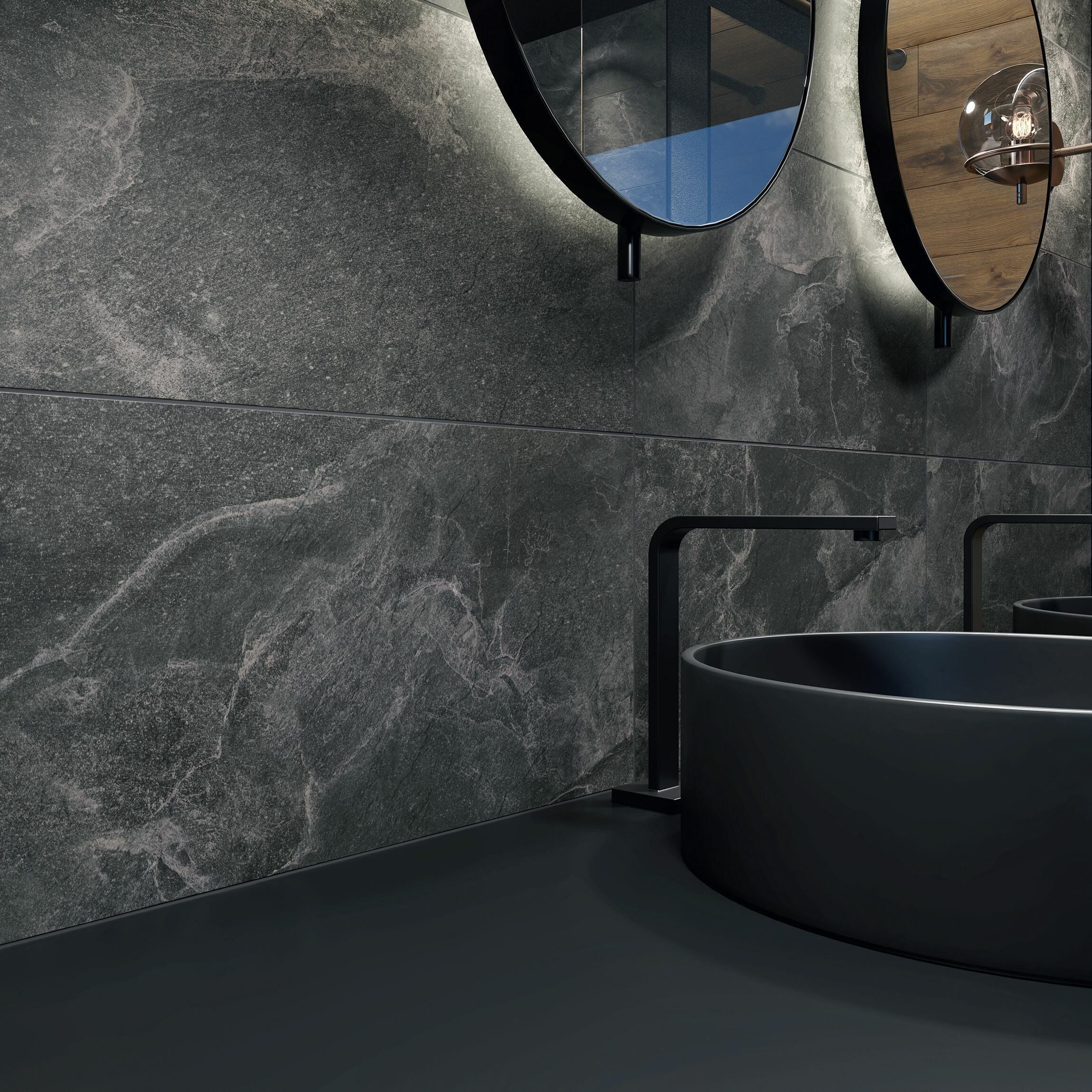 Ark Slate Deep Gris Grey Stone Effect 30x60cm Porcelain Wall and Floor Tile TilesDecor