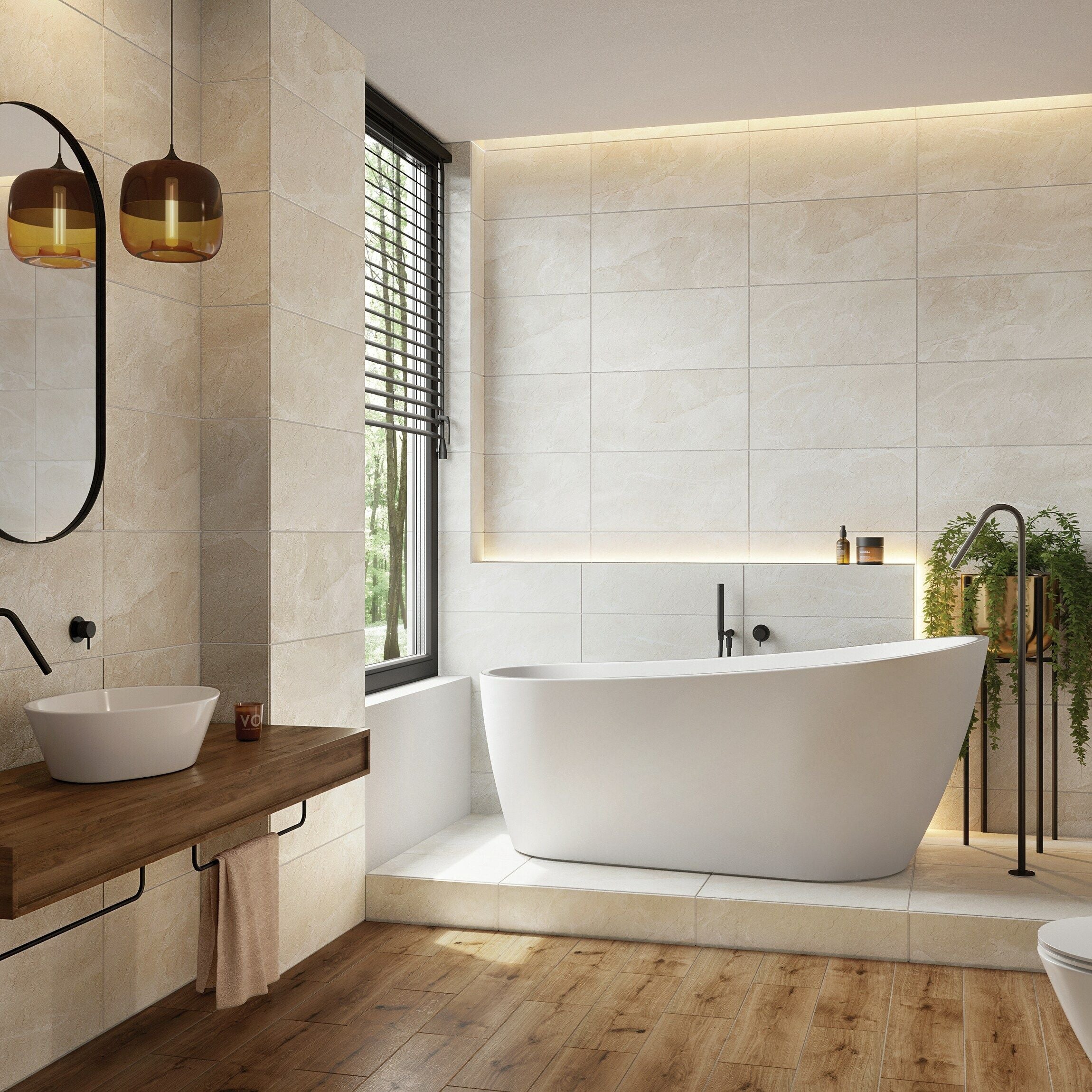 Ark Slate Ivory Honeycomb Stone Effect 30x60cm Porcelain Wall and Floor Tile TilesDecor