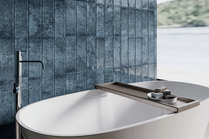 Artisan Oasis Blue Bevelled Speckle Gloss Ceramic Subway Metro 100x300mm Wall Tile TilesDecor