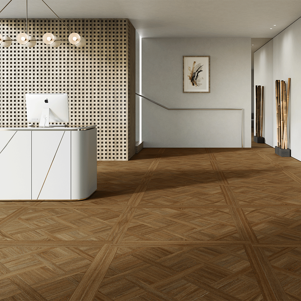 Ascot Parquet XL Dark Ebony Wood Effect 1000x1000mm Floor Tile TilesDecor
