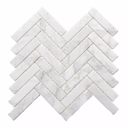 Authentic Marble White and Grey Herringbone Wall and Floor Mosaic Tile TilesDecor