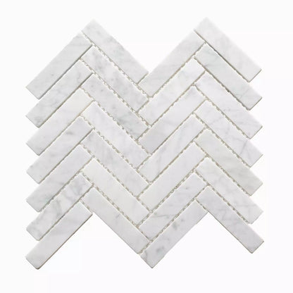 Authentic Marble White and Grey Herringbone Wall and Floor Mosaic Tile TilesDecor