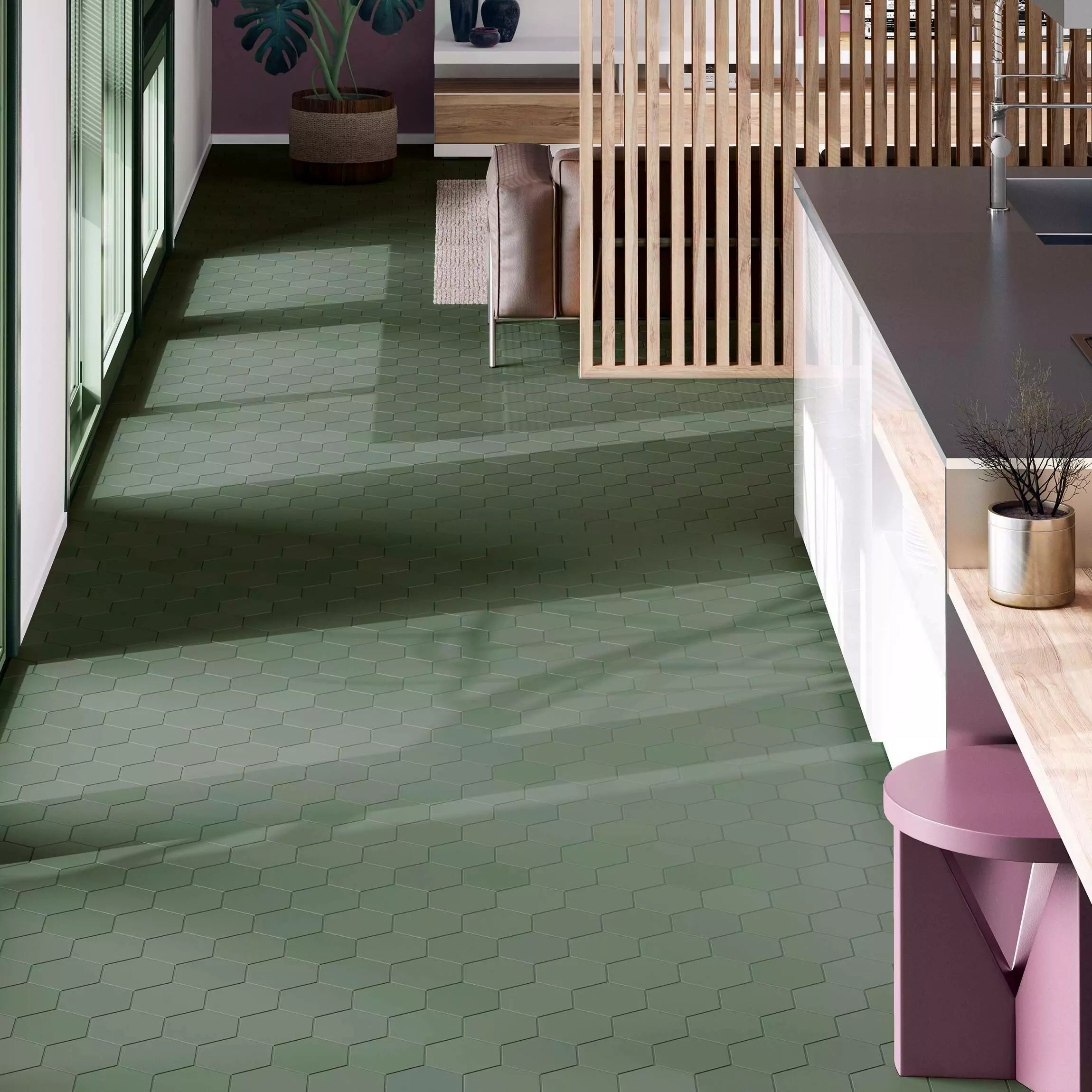 Avatar Matt Emerald Green Hexagon Porcelain Wall and Floor Tile TilesDecor
