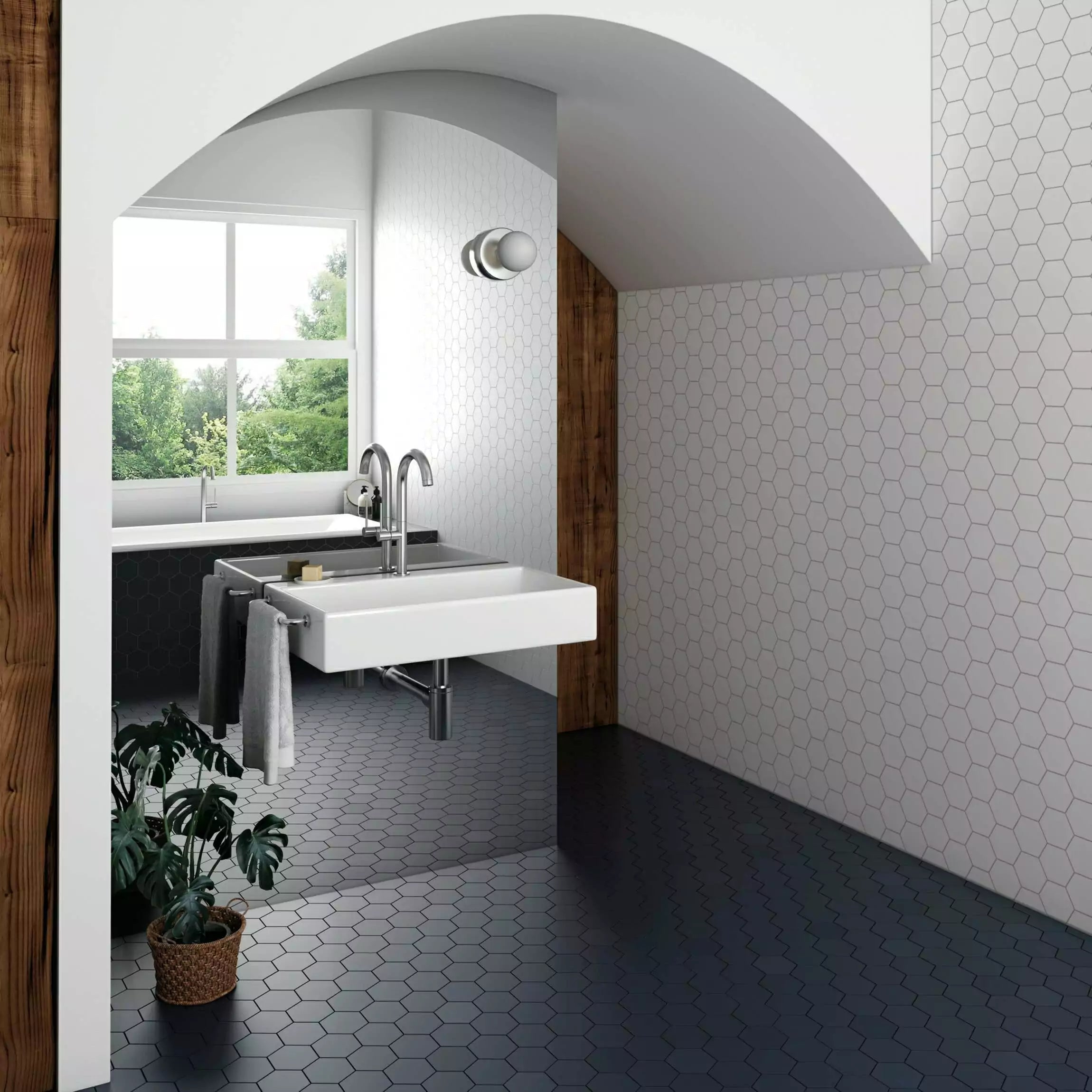 Avatar Matt Navy Blue Hexagon Porcelain Wall and Floor Tile TilesDecor