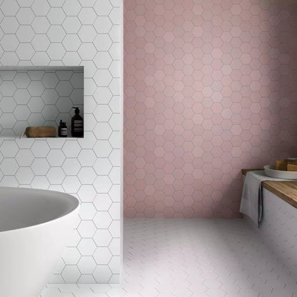 Avatar Matt Rose Pink Hexagon Porcelain Wall and Floor Tile TilesDecor