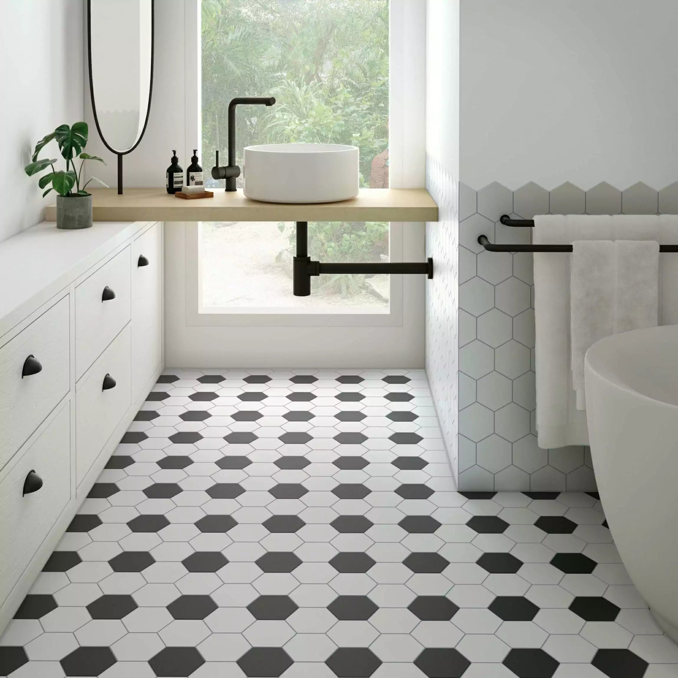 Avatar Matt White Hexagon Porcelain Wall and Floor Tile TilesDecor