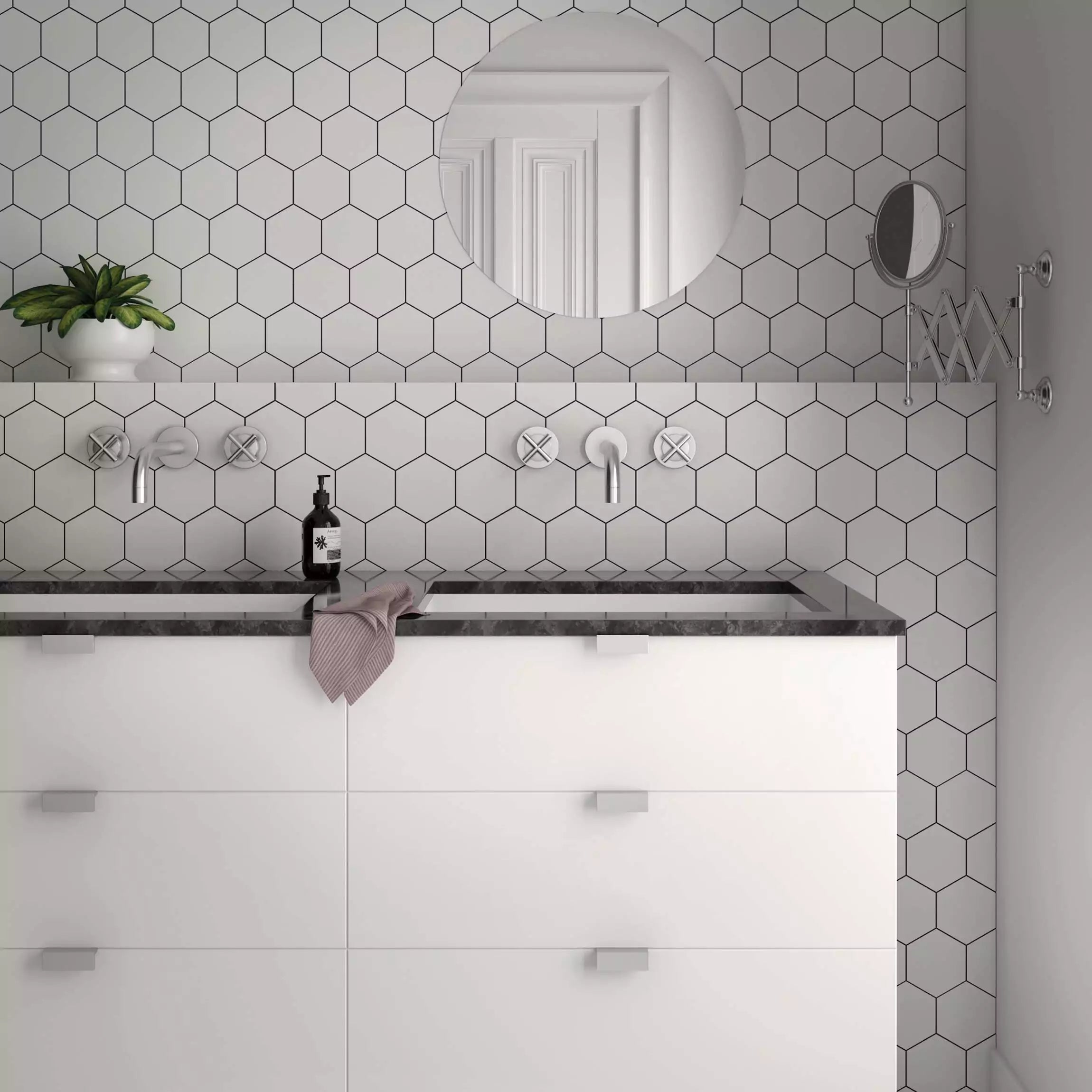 Avatar Matt White Hexagon Porcelain Wall and Floor Tile TilesDecor