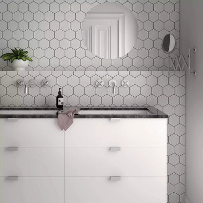 Avatar Matt White Hexagon Porcelain Wall and Floor Tile TilesDecor