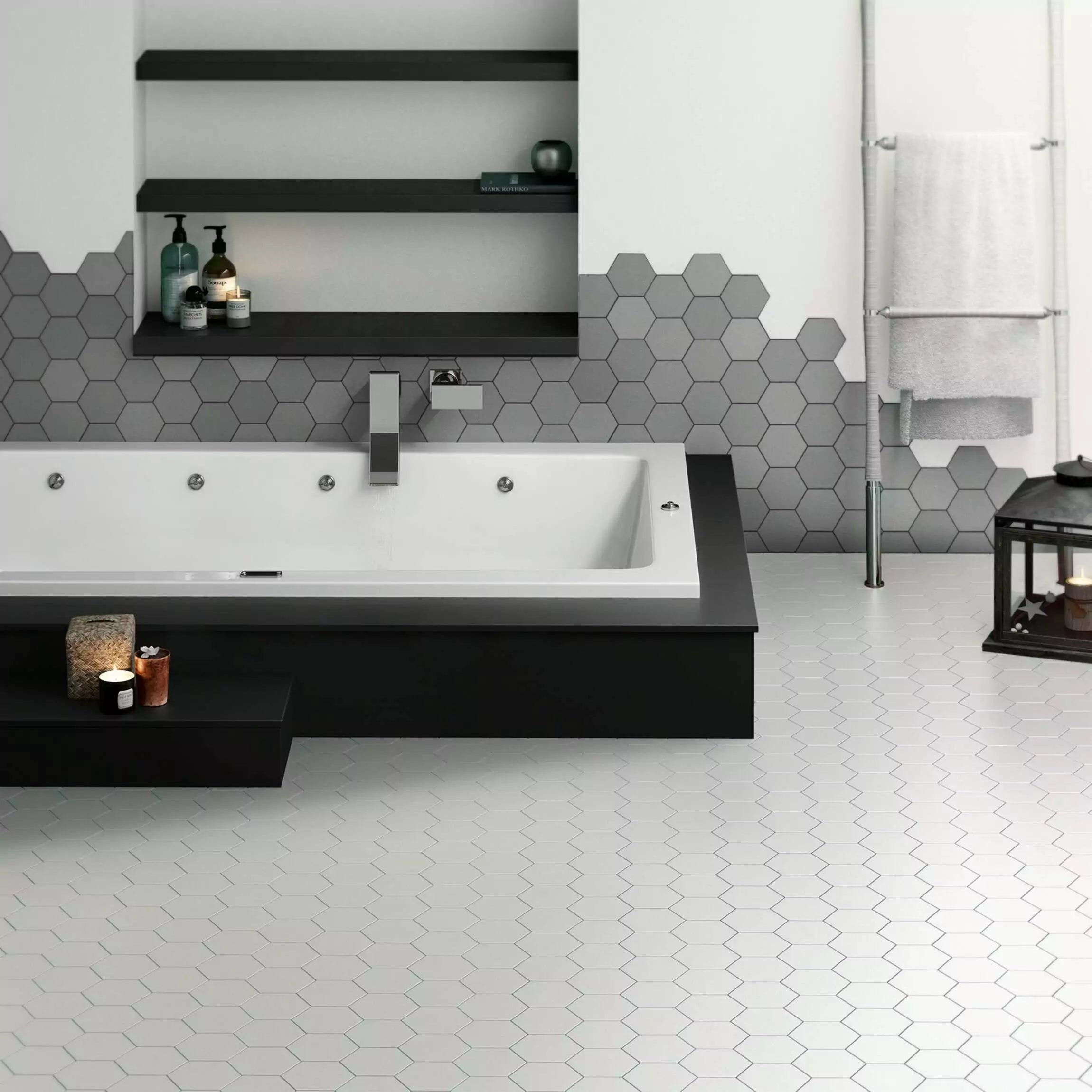 Avatar Matt White Hexagon Porcelain Wall and Floor Tile TilesDecor