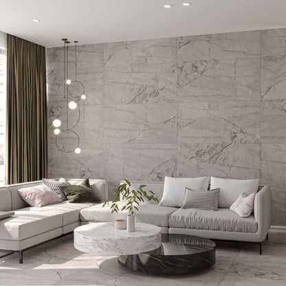 Avellino Carving Grey Matt Porcelain Tile - 60x120 cm