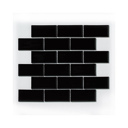Black Bevelled Metro Ceramic Mosaic Wall Tile TilesDecor
