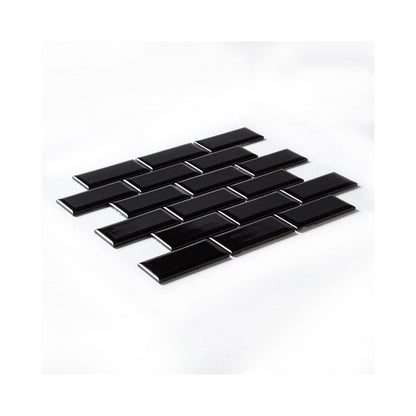 Black Bevelled Metro Ceramic Mosaic Wall Tile TilesDecor