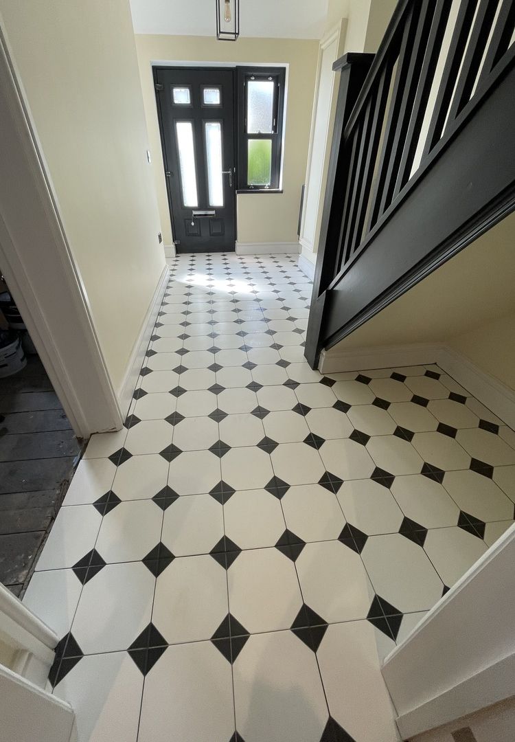 Black and White Traditional Diamond Pattern Ceramic Wall and Floor Tile TilesDecor